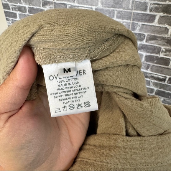 NWT Overlover LA sage green grey gauze cotton oversized utility jumpsuit - Picture 11 of 11